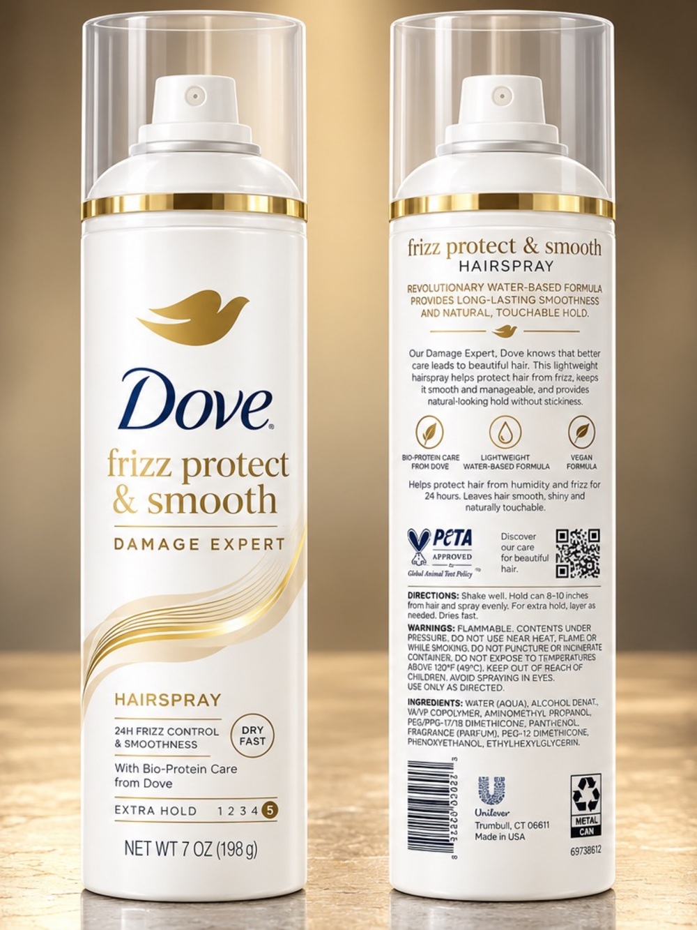 Frizz Protect & Smooth Damage Expert Hairspray - White & Gold